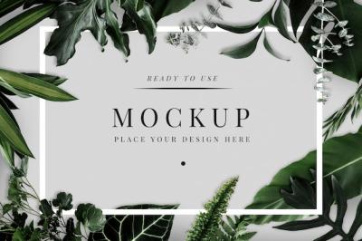 Tropical Foliage Design Frame Mockup – Free Download