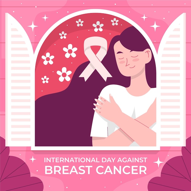 Hand Drawn Flat Illustration for International Day Against Breast Cancer – Free Download