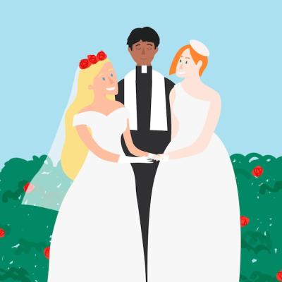 Same Sex Marriage Wedding Ceremony Vector Template – Free Download