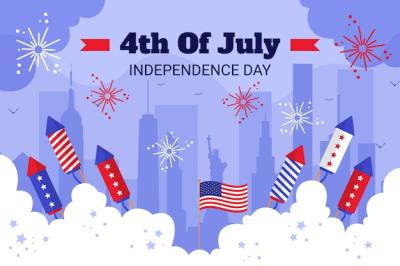 Flat 4th of July Background with Fireworks – Download Free Stock Photo