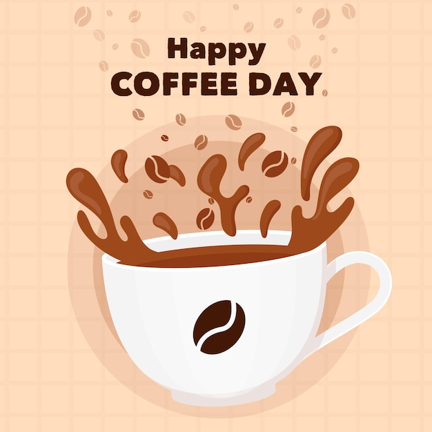 International Day of Coffee Flat Design with Mug – Free Download