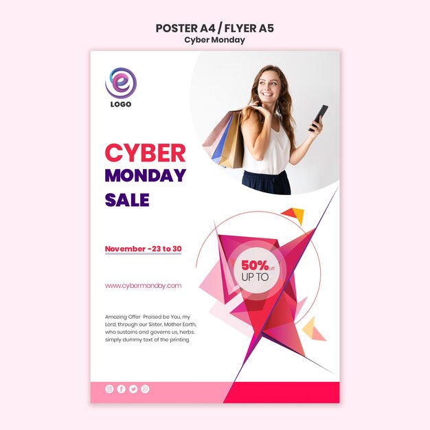 Realistic Cyber Monday Flyer Template – Free Download