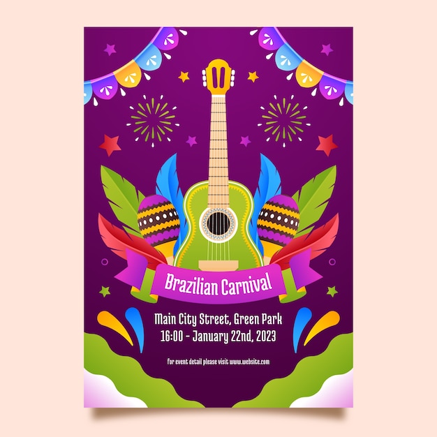 Gradient Brazilian Carnival Vertical Flyer Template – Free Download