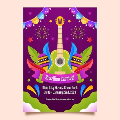 Gradient Brazilian Carnival Vertical Flyer Template – Free Download