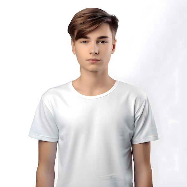 Handsome Young Man in White T-Shirt Isolated on White Background – Free Stock Photo for Download