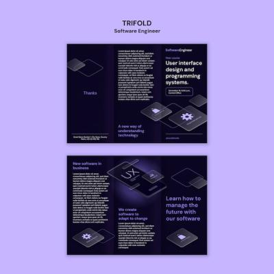 Software Engineer Trifold Brochure Template Design – Free Download