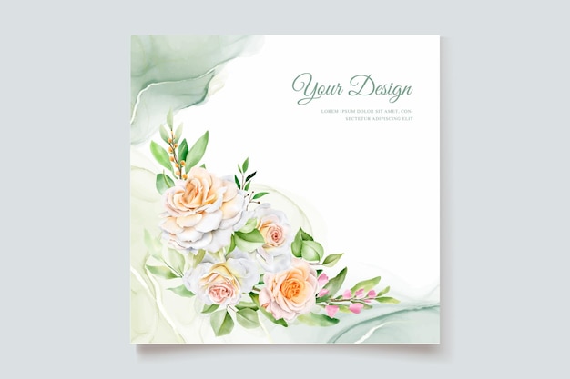 Hand Drawn Roses Wedding Invitation Card Set – Free Download