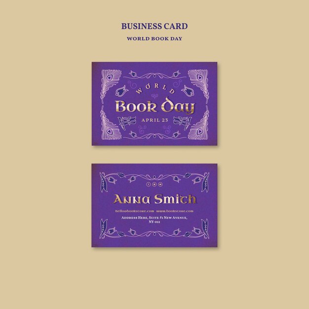 Horizontal Business Card Template for World Book Day Celebration – Free Download