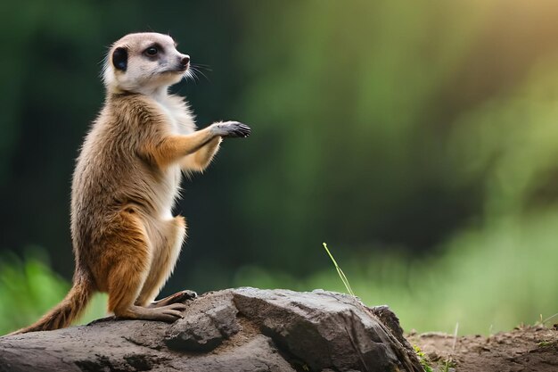 A Meerkat Standing on a Rock in a Field – Free Stock Photo, Download Free Stock Photo