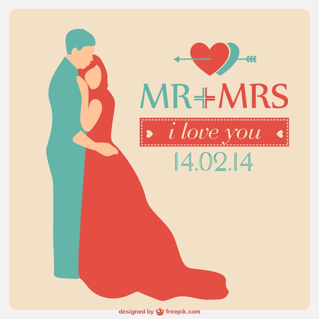 Couple Silhouette Wedding Invitation Design – Free Download