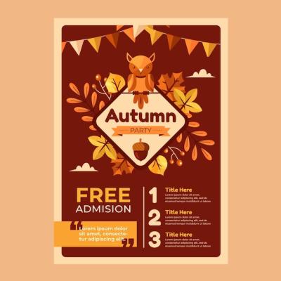 Flat Autumn Celebration Vertical Poster Template – Free Download