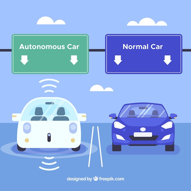 Futuristic Autonomous Car in Flat Design – Free Stock Photo for Download