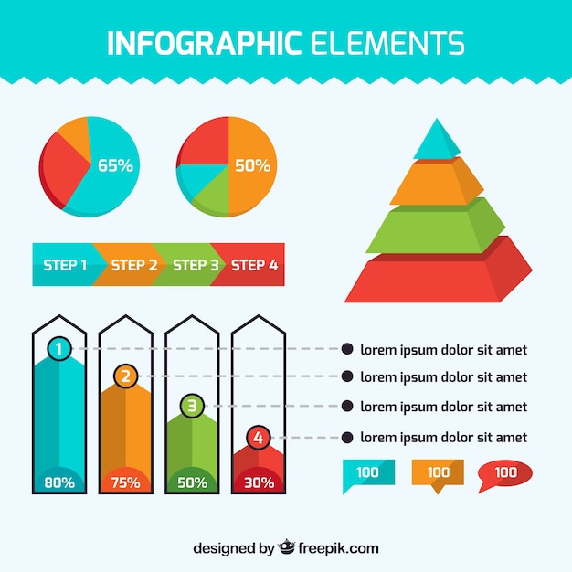 Colored Infographic Items in Flat Design – Free Stock Photo for Download