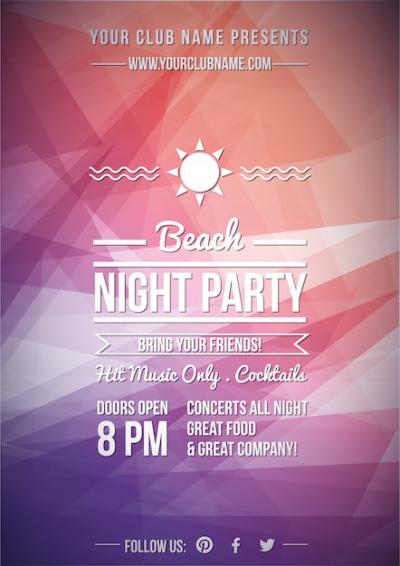 Night Party Poster in Purple Tones – Free Download