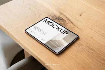 Realistic Tablet Device iPad Screen Editable Mockup on Office Desk – Free Download