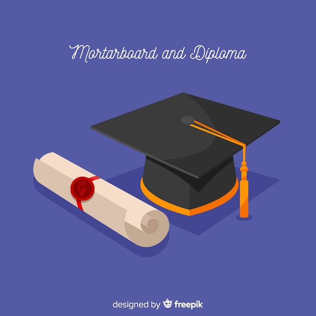 Flat Design Graduation Cap and Diploma – Free Download