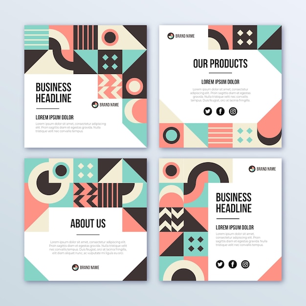 Flat Mosaic Brand Stationery Set – Free Download