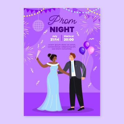 Flat Prom Vertical Poster Template – Free Download