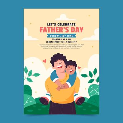 Flat Vertical Poster Template for Father’s Day Celebration – Free to Download