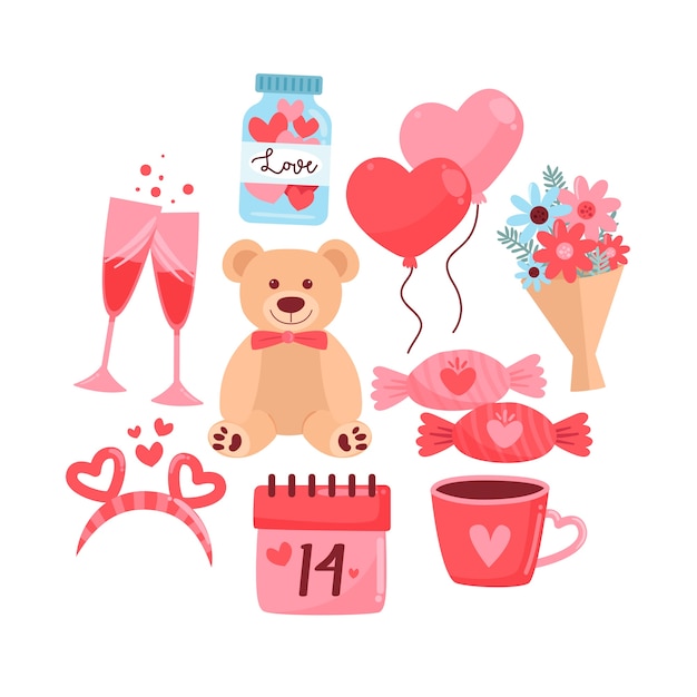 Hand Drawn Valentine’s Day Element Set – Free Download