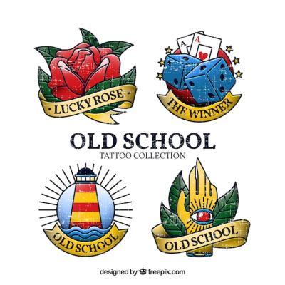 Old School Tattoo Emblem Collection – Free Download