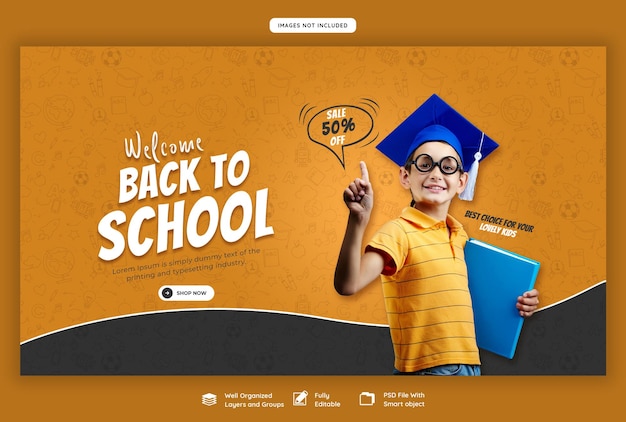 Back to School Web Banner Template – Free Download