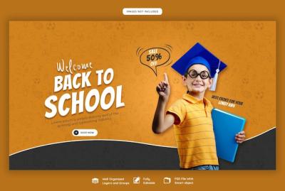 Back to School Web Banner Template – Free Download