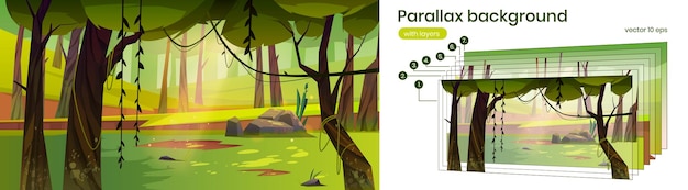 Parallax Background Cartoon Forest Nature 2D Landscape – Free Download, Free Stock Photo