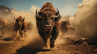 Bison Running Across a Field – Free Stock Photo, Download for Free