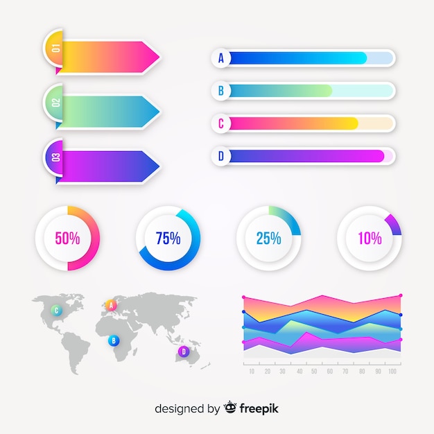 Gradient Infographic Elements Set – Free Download