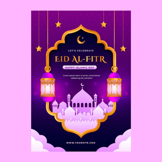 Gradient Eid al-Fitr Vertical Poster Template – Free Download