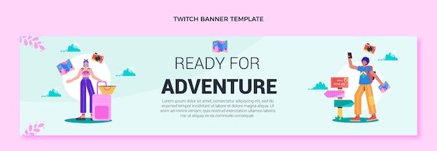 Flat Design Travel Twitch Banner Template – Free Download