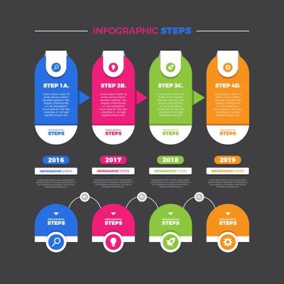 Flat Design Infographic Steps – Free Download