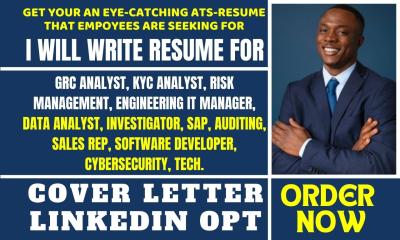 I Will Deliver Professional Resumes for GRC, QA, SOC, KYC Analyst, Cybersecurity, Engineering, and FAANG Positions