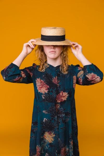 Young Female in Dress Wearing Beige Hat – Free Stock Photo, Download for Free