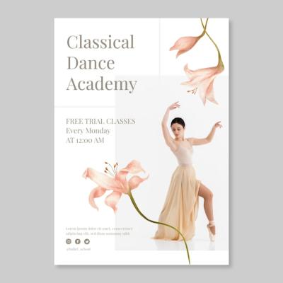 Watercolor Dance School Poster Template – Free Download