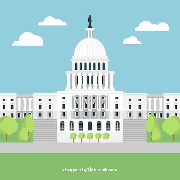 Flat Style Background of the United States Congress – Free Download