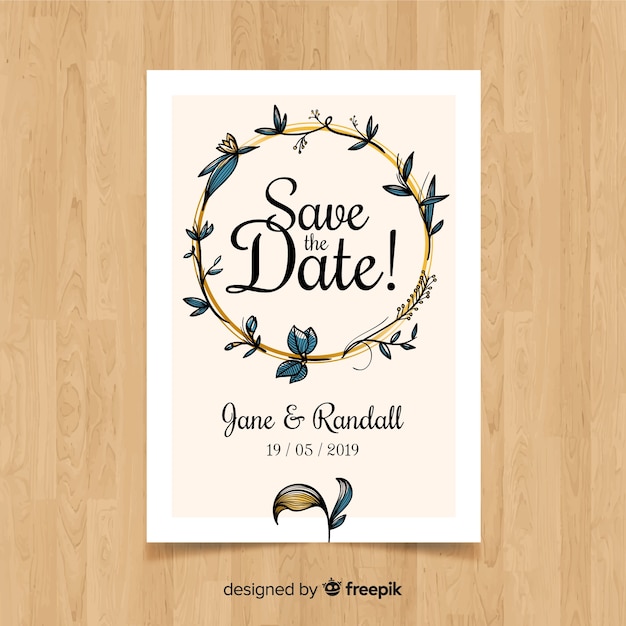 Hand Drawn Wedding Card Template – Free Download