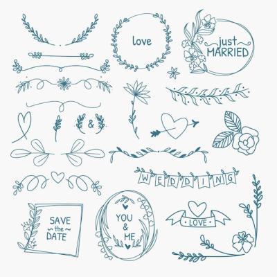 Hand Drawn Wedding Ornaments Collection – Free Download