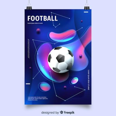 Football Poster Template Featuring Fluid Shapes – Free Download