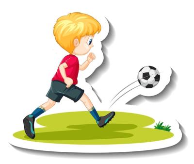 A Boy Playing Soccer Cartoon Character Sticker – Free Download