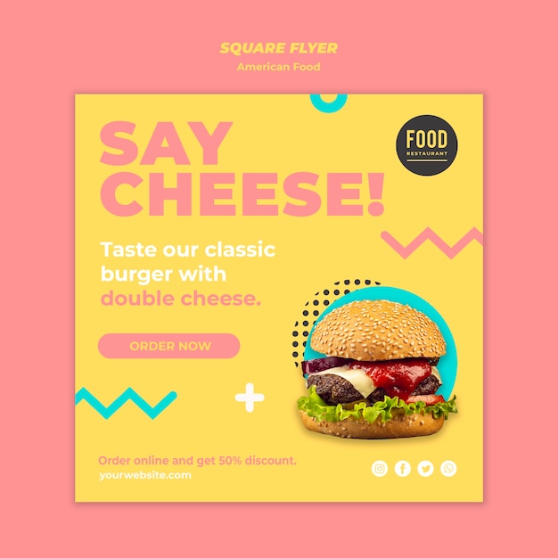 American Food Squared Flyer Template Featuring Burger – Free Download