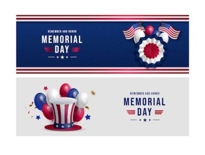 Realistic Horizontal Banner Template for USA Memorial Day Celebration – Free to Download