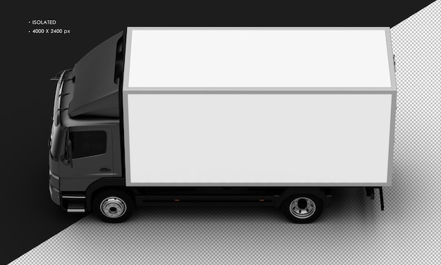 Realistic Black Metal Transport Box Truck Car from Top Left View – Free Download