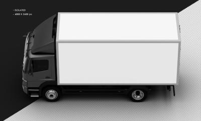 Realistic Black Metal Transport Box Truck Car from Top Left View – Free Download