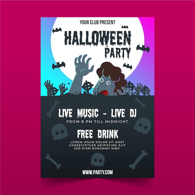 Flat Halloween Party Poster – Free Download