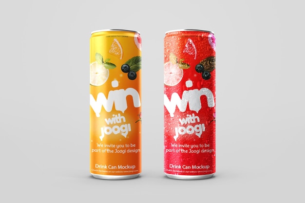 Orange and Red Beverage Can Mockup on Clear Background – Free to Download