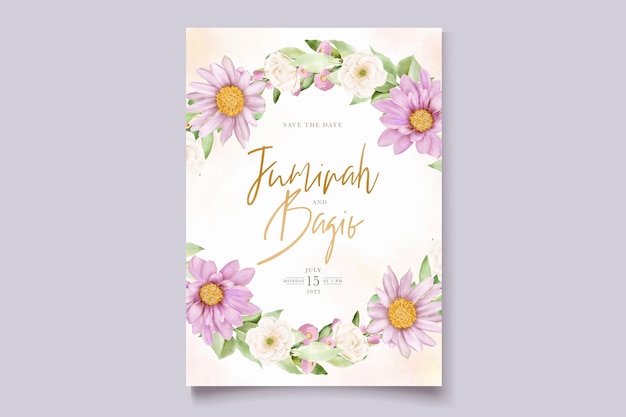 Beautiful Watercolor Floral Wedding Invitation Card Set – Free Download