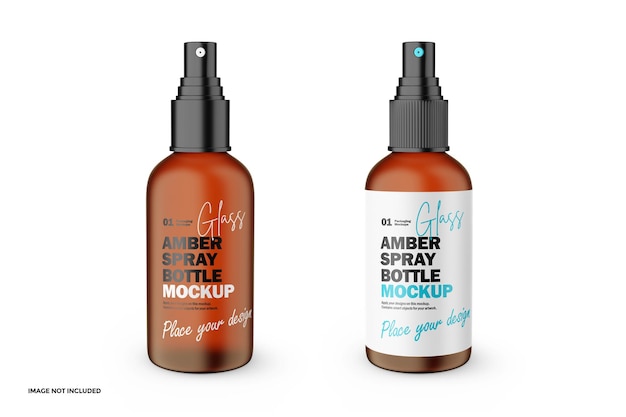 Frosted Amber Glass Spray Bottle with Plastic Lid PSD Mockup – Free Download