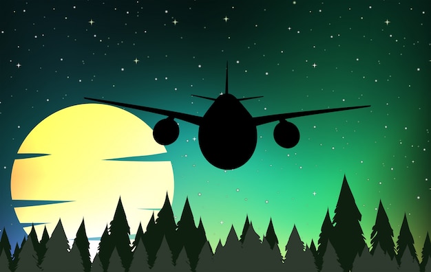 Silhouette Scene of an Airplane Flying – Free Download